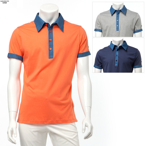 [여름상품 가격인하] KMTS12S-H037_1 해지청배색 면소재 반팔 남성 골프티셔츠